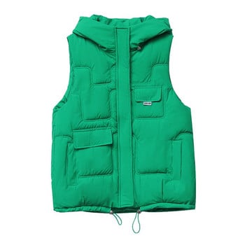Fashion Green Korea Γυναικείο γιλέκο Νέο 2023 Φθινόπωρο Χειμώνας Γυναικείο Γιλέκο Φοιτητικό βαμβακερό παλτό με χοντρή κουκούλα Μέγεθος 3XL Γυναικεία ρούχα ζεστά