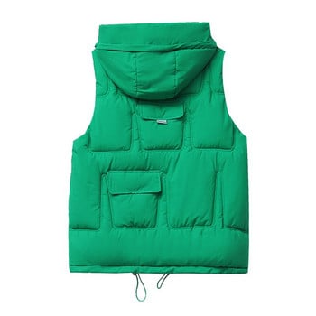Fashion Green Korea Γυναικείο γιλέκο Νέο 2023 Φθινόπωρο Χειμώνας Γυναικείο Γιλέκο Φοιτητικό βαμβακερό παλτό με χοντρή κουκούλα Μέγεθος 3XL Γυναικεία ρούχα ζεστά