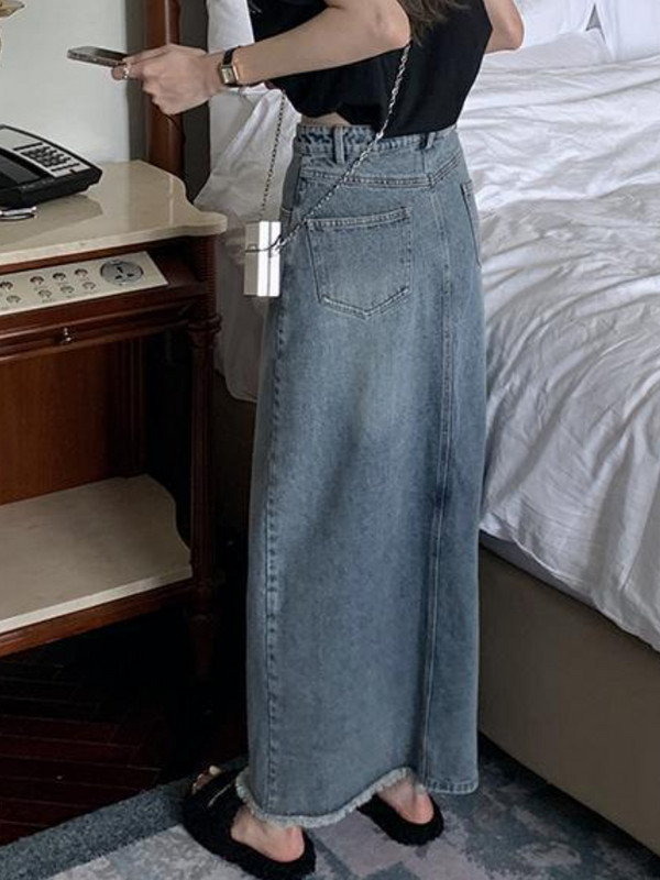 Maxi suknje Ženske nepravilne šik široke traperice Ležerne Hotsweet Vintage moda s prorezima u korejskom stilu Višeslojne nježne proljetne ženske