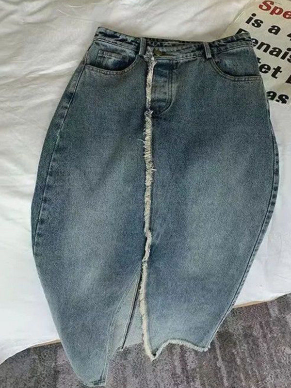 Maxi suknje Ženske nepravilne šik široke traperice Ležerne Hotsweet Vintage moda s prorezima u korejskom stilu Višeslojne nježne proljetne ženske