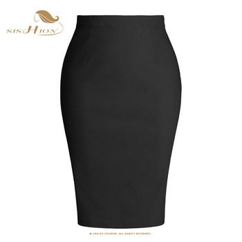 SISHION Stretch Bodycon Γυναικεία μονόχρωμη μαύρη φούστα SS0028 Κομψή σχισμένη πλάτη Pencil Wear OL Γυναικείες φούστες εργασίας 2023