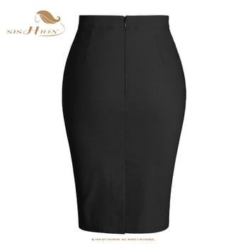 SISHION Stretch Bodycon Γυναικεία μονόχρωμη μαύρη φούστα SS0028 Κομψή σχισμένη πλάτη Pencil Wear OL Γυναικείες φούστες εργασίας 2023