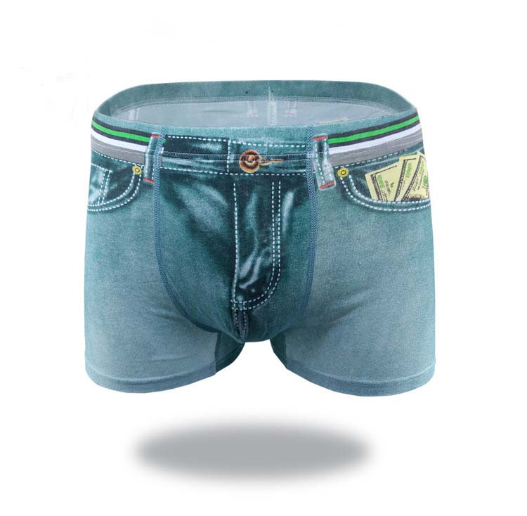 Bavlnené spodné prádlo Pánske sexy džínsové krátke boxerky Pánske boxerky Pánske nohavičky Priedušné vrecko Džínsy s potlačou Bikiny Plavky Mužské Mladé