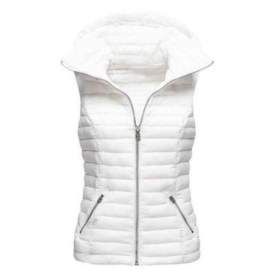 Vestă subțire groasă de iarnă pentru femei Jachete puf cu glugă Gilet fără mâneci Top haină caldă