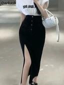 Džínsové sukne pre ženy, nepravidelné, štíhle, nový kórejský štýl, jar, vysoký pás, elegantný, do polovice lýtok, jednoduché, univerzálne, módne, Ulzzang, s bočným rozparkom