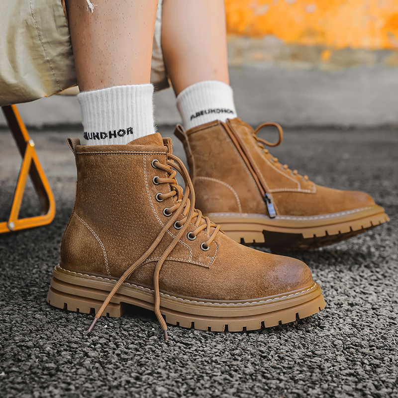 Bărbați, clasici, retro, din piele, sport în aer liber, tălpi groase, anti-alunecare, rezistente la uzură, cizme de desert, cizme din piele de căprioară.