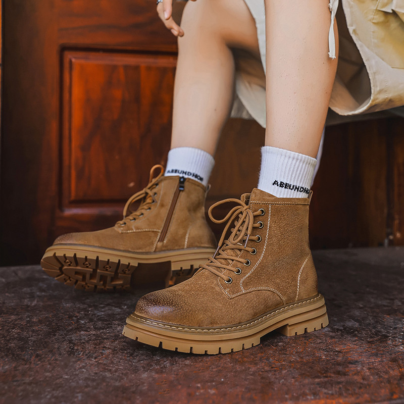 Bărbați, clasici, retro, din piele, sport în aer liber, tălpi groase, anti-alunecare, rezistente la uzură, cizme de desert, cizme din piele de căprioară.