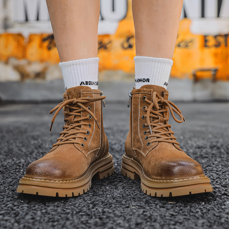 Bărbați, clasici, retro, din piele, sport în aer liber, tălpi groase, anti-alunecare, rezistente la uzură, cizme de desert, cizme din piele de căprioară.