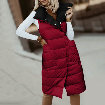 Jesenná bavlnená vesta bunda pre ženy, nová módna pevná bez rukávov, prešívaná bunda, dámska zimná teplá vesta, streetwear, vesta, dámska