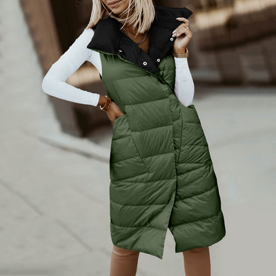 Jesenná bavlnená vesta bunda pre ženy, nová módna pevná bez rukávov, prešívaná bunda, dámska zimná teplá vesta, streetwear, vesta, dámska