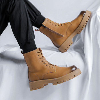 Πολυτελής μάρκα βρετανικού στυλ Χειμερινές μπότες Ανδρικά παπούτσια με χοντρή σόλα Κλασικά δερμάτινα παπούτσια ρετρό επαγγελματικές μπότες εργασίας Μπότες καουμπόη