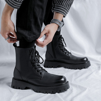 Луксозна марка Зимни ботуши в британски стил Мъжки обувки с дебела подметка Класически кожени обувки Ретро работни бизнес ботуши Каубойски ботуши