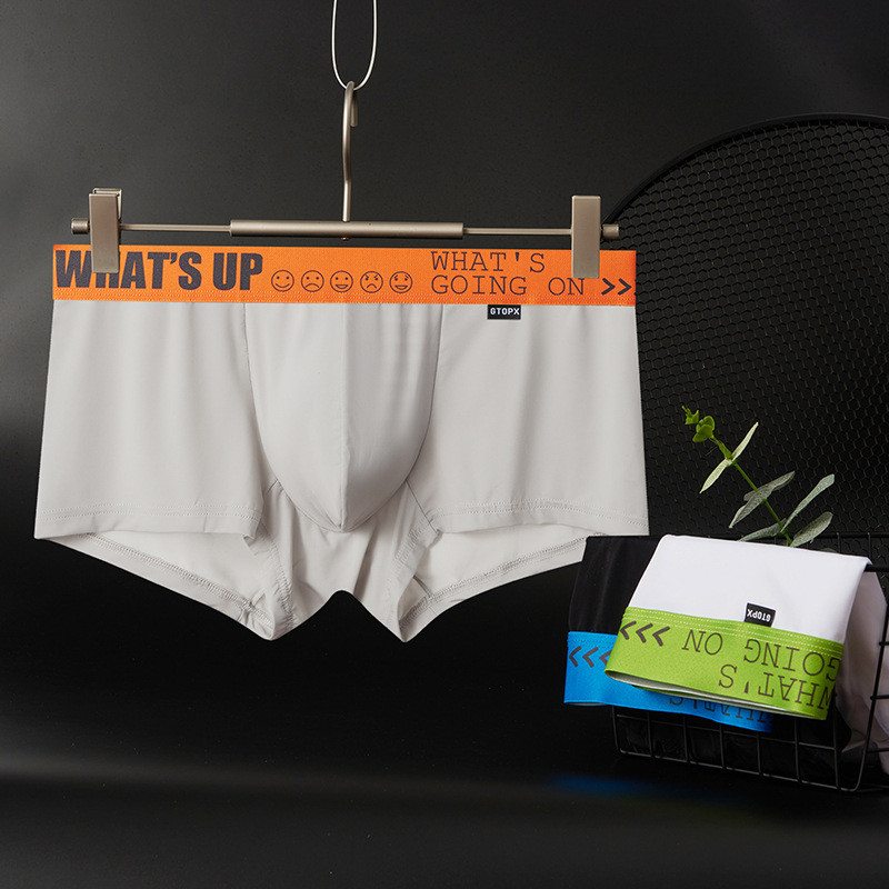 Pánske spodné prádlo, tenké boxerky z ľadového hodvábu, čisté farby, priedušné šortky, pohodlné spodné prádlo, mládežnícke bikiny s nízkym pásom, letné boxerky