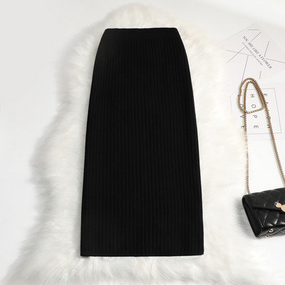 Γυναικεία πουλόβερ φούστα pencil midi πλεκτή φούστα ψηλόμεση φούστες γυναικείες χειμωνιάτικες μακριές ζεστές πλεκτές φούστες σπαστό πάτο