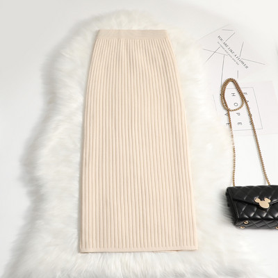 Γυναικεία πουλόβερ φούστα pencil midi πλεκτή φούστα ψηλόμεση φούστες γυναικείες χειμωνιάτικες μακριές ζεστές πλεκτές φούστες σπαστό πάτο