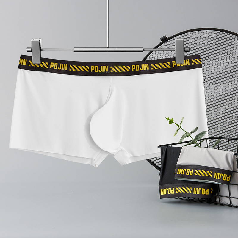 Prozračne muške donje rublje, kratke hlače od ledene svile, muške bokserice niskog rasta, udobna torbica, bokserice Seksi muške muške gaće