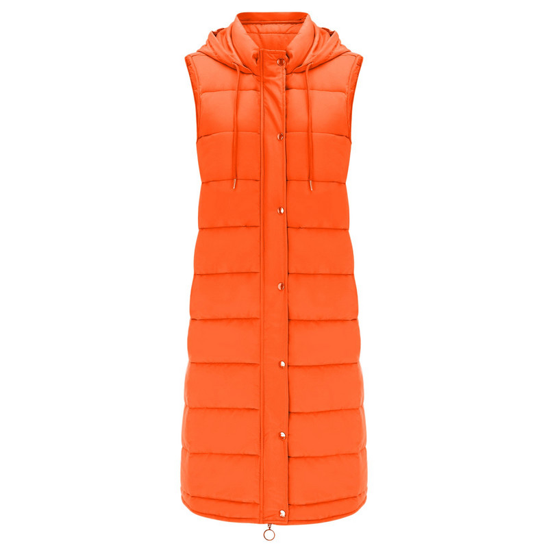 Prsluk Ženski S-5XL Pamučni kaput bez rukava 2023. Jesen Zima Nova moda temperamenta Dugi tanak lagani tanki prsluk s kapuljačom