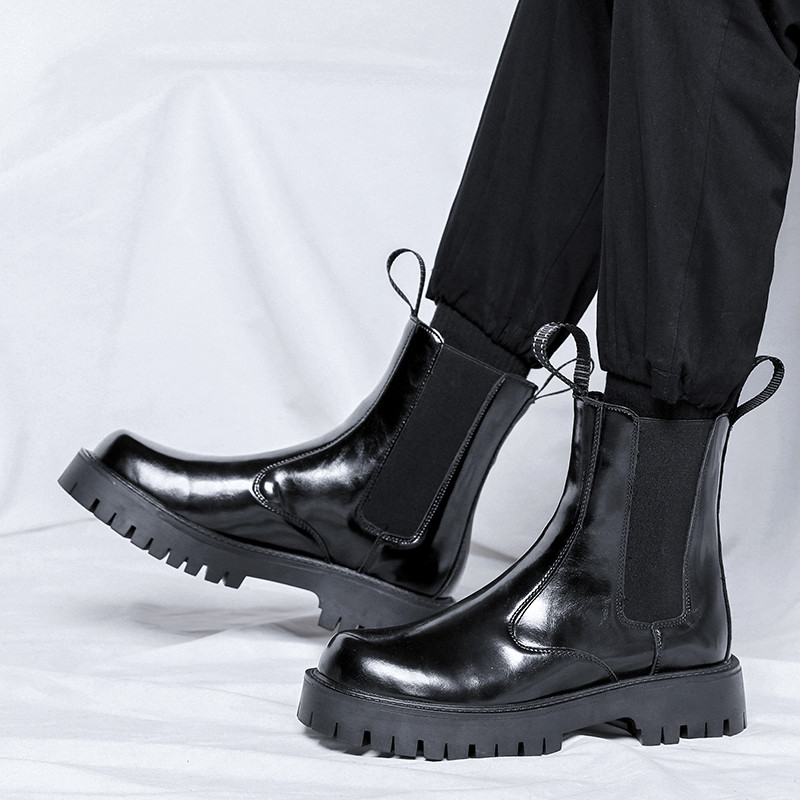 Talijanski brend Visokokvalitetne Chelsea muške čizme Kožne čizme srednje cijevi Muške dizajnerske čizme s debelim potplatom Svečane luksuzne poslovne čizme