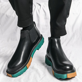 Зимни нови мъжки ботуши Челси Кожени ботуши в британски стил Класически цветни подметки Къси ботуши Модни ботуши Висококачествени луксозни обувки
