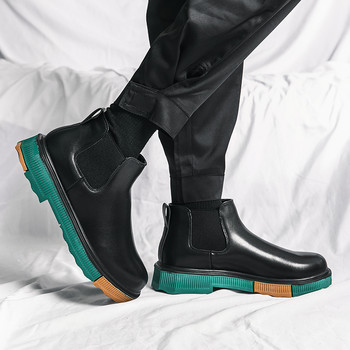 Зимни нови мъжки ботуши Челси Кожени ботуши в британски стил Класически цветни подметки Къси ботуши Модни ботуши Висококачествени луксозни обувки