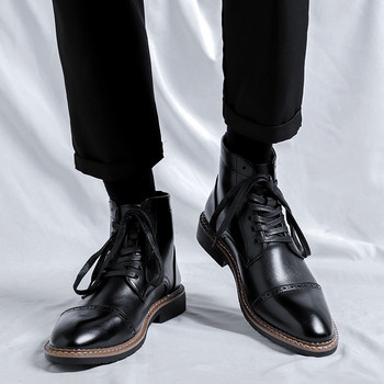 Официални мъжки ботуши Chelsea Оксфордски обувки в британски стил Мъжки ботуши до глезена Маркови кожени мъжки ботуши Ретро удобни обувки