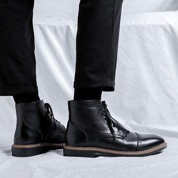 Официални мъжки ботуши Chelsea Оксфордски обувки в британски стил Мъжки ботуши до глезена Маркови кожени мъжки ботуши Ретро удобни обувки