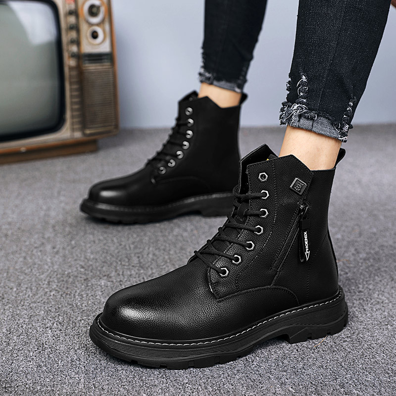 Cizme de iarnă Plus catifea Cizme clasice din piele Bărbați Cizme pentru bărbați impermeabile Cizme cu șireturi din blană Cizme înalte Cizme de exterior Pantofi