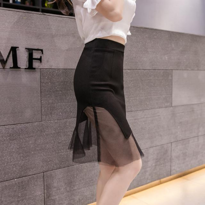 Patchwork s prorezom Ženska suknja s resama od tila Mrežaste Harajuku suknje za žene Skromna modna A linija Y2k Luksuzna vintage V odjeća