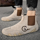 Nove muške ležerne kožne cipele Gležnjače Retro muške cipele Slip-on Neklizajuće Proljetno jesenski trendovi Kratke čizme Cipele za vožnju na otvorenom