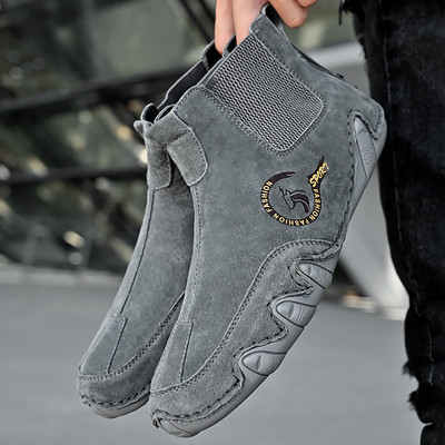 Nove muške ležerne kožne cipele Gležnjače Retro muške cipele Slip-on Neklizajuće Proljetno jesenski trendovi Kratke čizme Cipele za vožnju na otvorenom