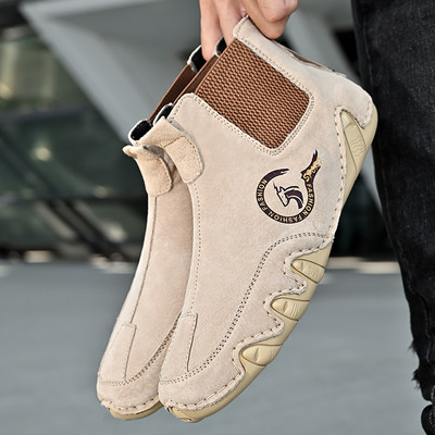 Nove muške ležerne kožne cipele Gležnjače Retro muške cipele Slip-on Neklizajuće Proljetno jesenski trendovi Kratke čizme Cipele za vožnju na otvorenom