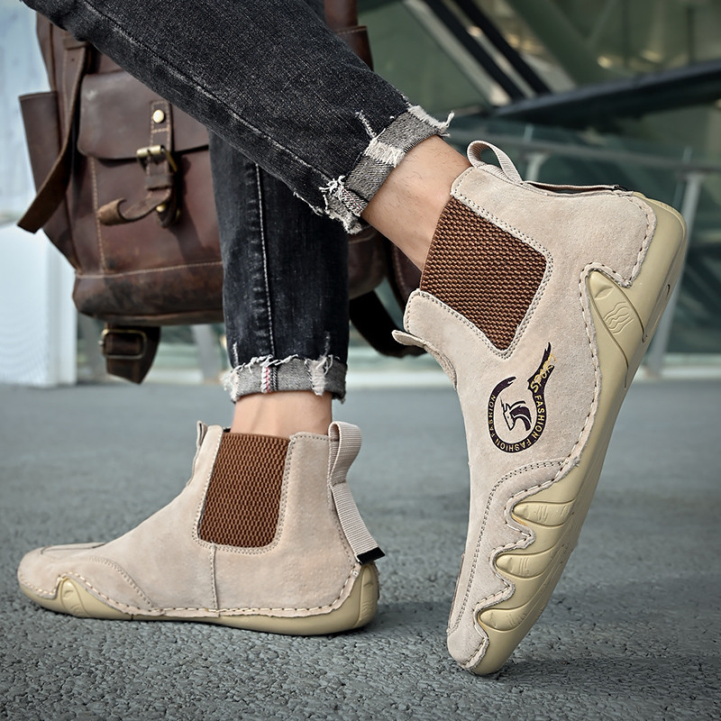 Nove muške ležerne kožne cipele Gležnjače Retro muške cipele Slip-on Neklizajuće Proljetno jesenski trendovi Kratke čizme Cipele za vožnju na otvorenom