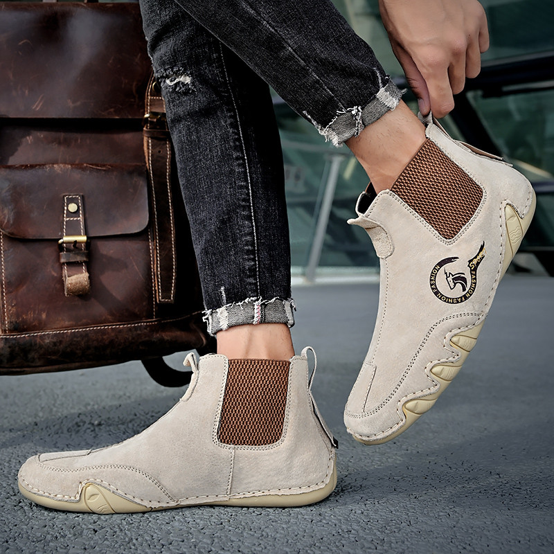 Nove muške ležerne kožne cipele Gležnjače Retro muške cipele Slip-on Neklizajuće Proljetno jesenski trendovi Kratke čizme Cipele za vožnju na otvorenom