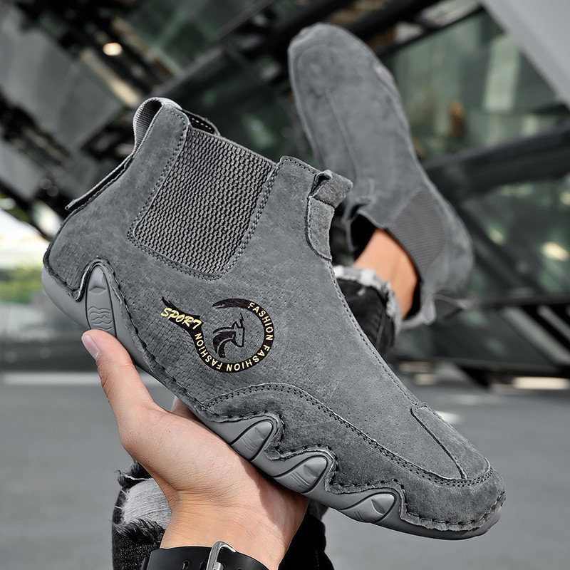 Nove muške ležerne kožne cipele Gležnjače Retro muške cipele Slip-on Neklizajuće Proljetno jesenski trendovi Kratke čizme Cipele za vožnju na otvorenom