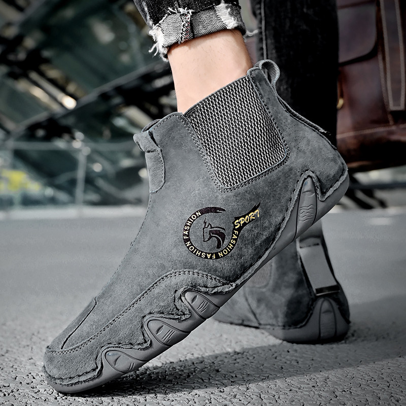 Nove muške ležerne kožne cipele Gležnjače Retro muške cipele Slip-on Neklizajuće Proljetno jesenski trendovi Kratke čizme Cipele za vožnju na otvorenom