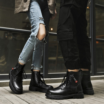 Черни ботуши за двойки през есента и зимата Неплъзгащи се и издръжливи работни облекла Висококачествени и удобни кожени ботуши за двойки