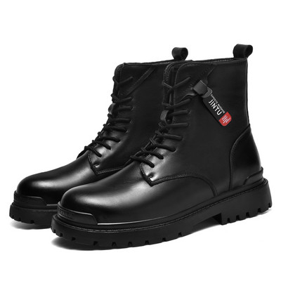 Μαύρες μπότες για ζευγάρια για το φθινόπωρο και το χειμώνα Αντιολισθητικές και ανθεκτικές στην εργασία Φορέστε υψηλής ποιότητας και άνετες δερμάτινες μπότες για ζευγάρια