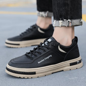 Pantofi casual pentru bărbați, respirabili, pantofi de designer din piele, asortați, cu platformă, pentru mers, cu talpă groasă, pantofi alb/negri pentru bărbați