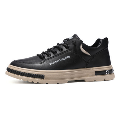 Pantofi casual pentru bărbați, respirabili, pantofi de designer din piele, asortați, cu platformă, pentru mers, cu talpă groasă, pantofi alb/negri pentru bărbați