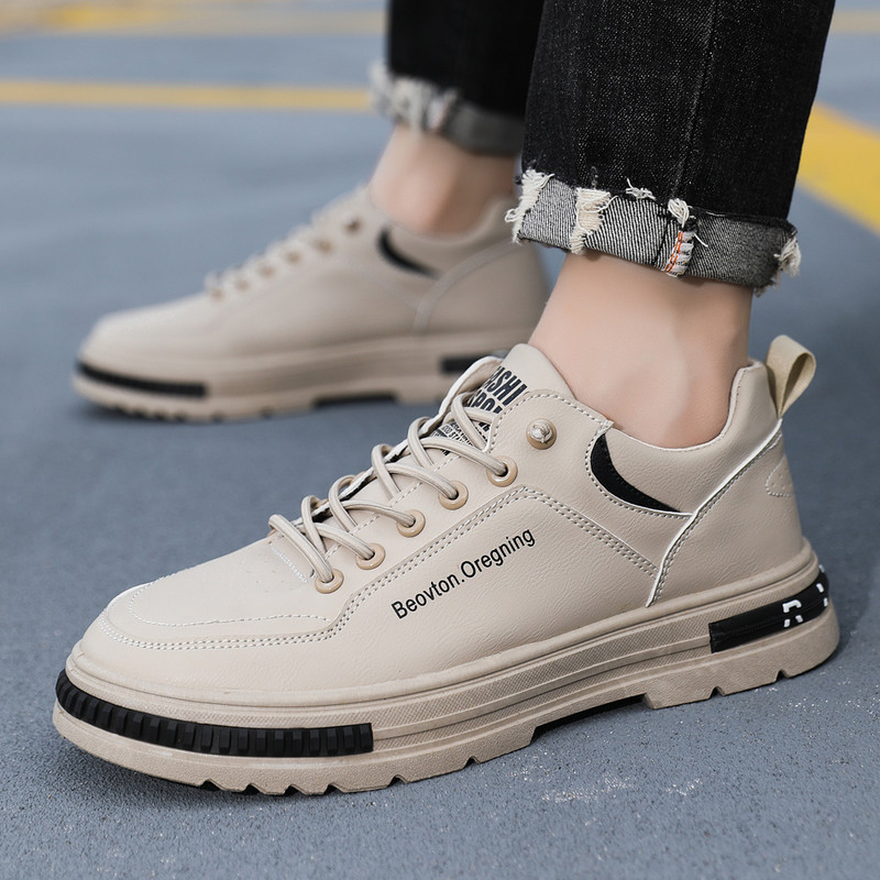 Ανδρικά παπούτσια Casual Ανδρικά παπούτσια που αναπνέουν, επώνυμα δερμάτινα ασορτί πάνινα παπούτσια Πλατφόρμα για περπάτημα με χοντρή σόλα Λευκά/Μαύρα ανδρικά παπούτσια