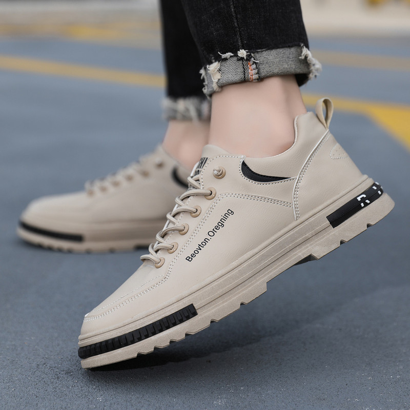 Ανδρικά παπούτσια Casual Ανδρικά παπούτσια που αναπνέουν, επώνυμα δερμάτινα ασορτί πάνινα παπούτσια Πλατφόρμα για περπάτημα με χοντρή σόλα Λευκά/Μαύρα ανδρικά παπούτσια