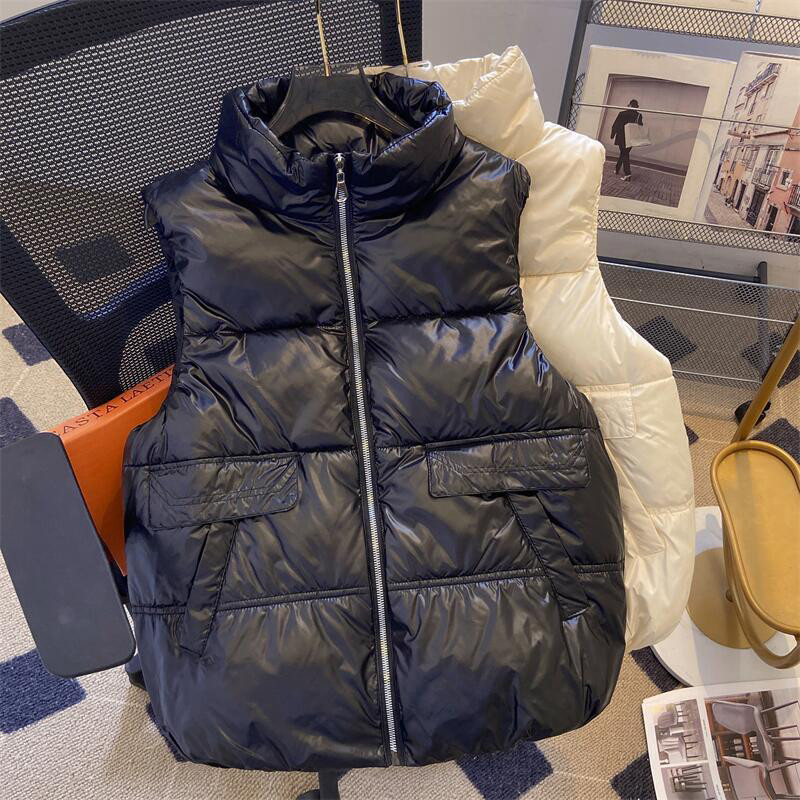 Vestă cu puf Sustans Plus Size Tank Tops Îmbrăcăminte pentru femei Iarna Vestă ocazională la modă Jachetă fără mâneci Jachetă solidă