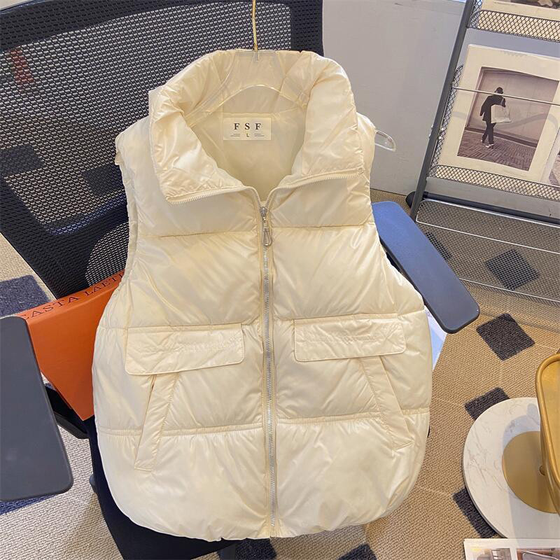 Vestă cu puf Sustans Plus Size Tank Tops Îmbrăcăminte pentru femei Iarna Vestă ocazională la modă Jachetă fără mâneci Jachetă solidă