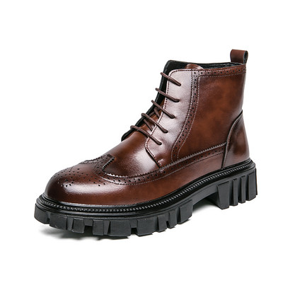 Nove zimske Chelsea muške čizme Britanski stil Svečane poslovne kožne čizme Modne gležnjače Visoke oksfordice Debeli donji dio