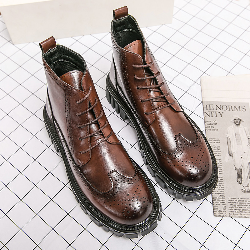 Nove zimske Chelsea muške čizme Britanski stil Svečane poslovne kožne čizme Modne gležnjače Visoke oksfordice Debeli donji dio