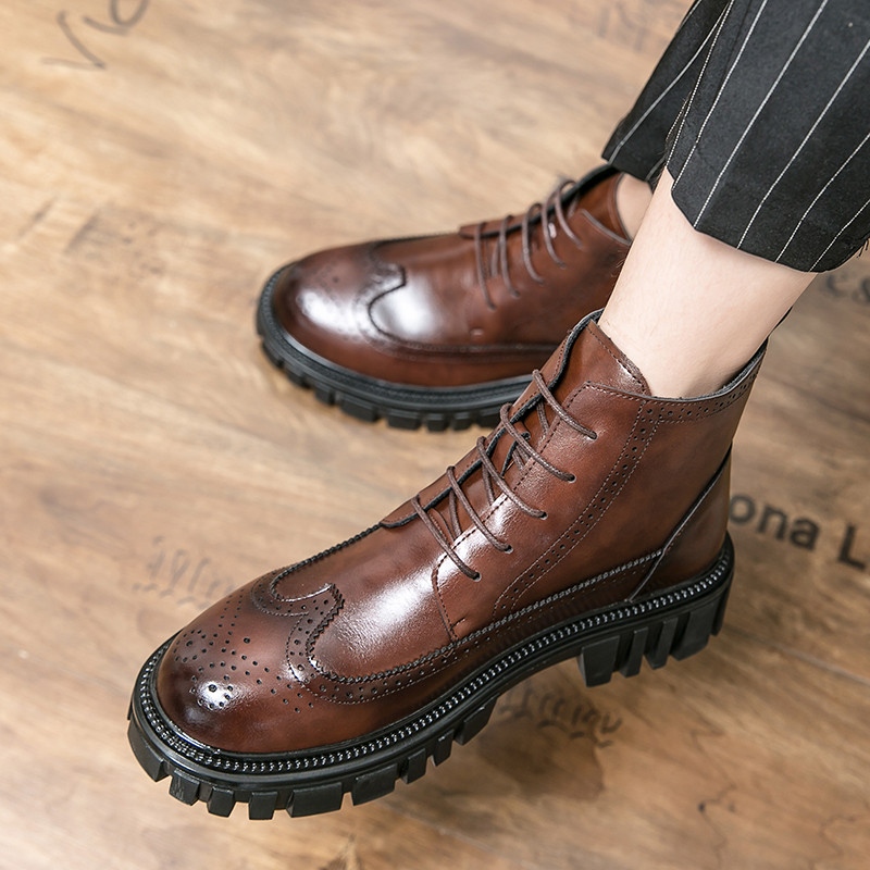 Nove zimske Chelsea muške čizme Britanski stil Svečane poslovne kožne čizme Modne gležnjače Visoke oksfordice Debeli donji dio