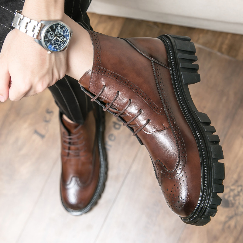 Nove zimske Chelsea muške čizme Britanski stil Svečane poslovne kožne čizme Modne gležnjače Visoke oksfordice Debeli donji dio