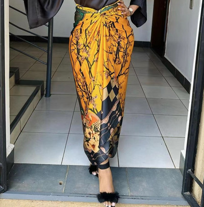 Fusta cu imprimeu din satin la moda de vara, femei africane, eleganta, OL, de inalta calitate, cu siret, cu imprimeu cu flori din satin, pentru femei