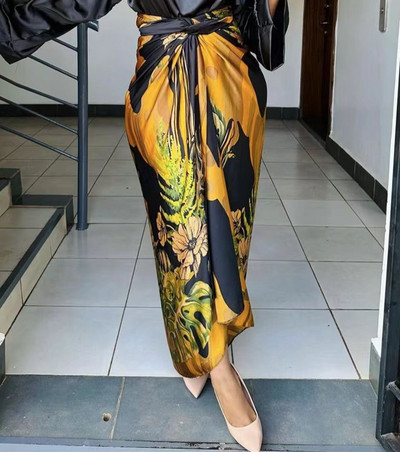 Fusta cu imprimeu din satin la moda de vara, femei africane, eleganta, OL, de inalta calitate, cu siret, cu imprimeu cu flori din satin, pentru femei