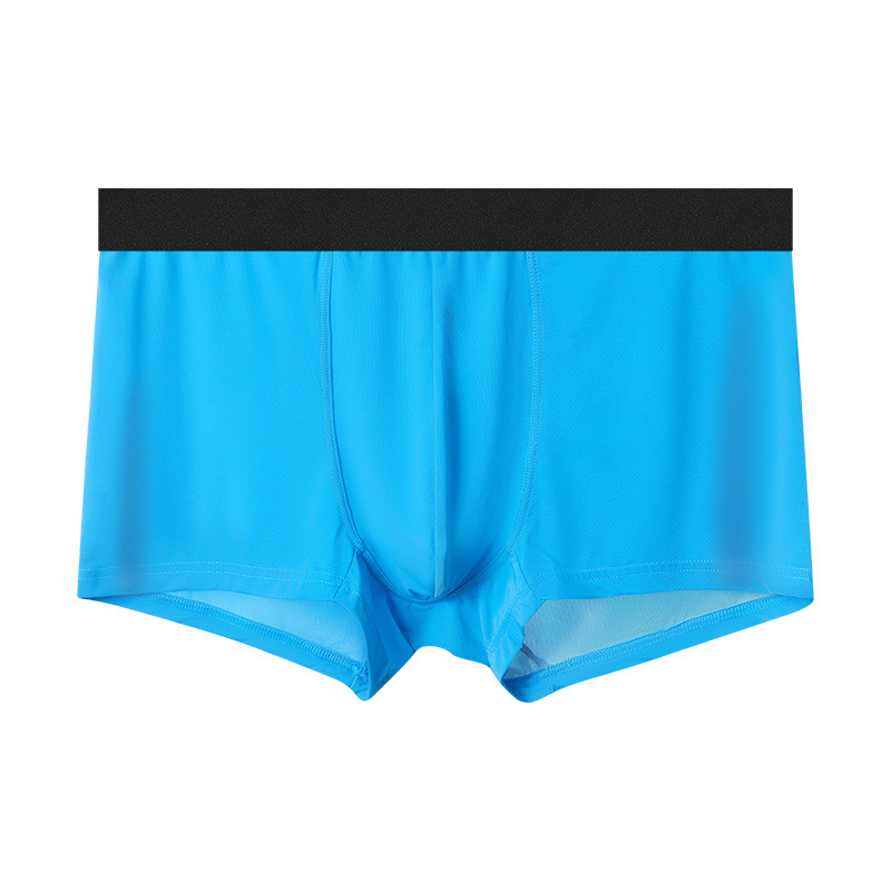 Lenjerie pentru bărbați, fără sudură, boxer din mătase de gheață, pantaloni scurți subțiri de vară, chiloți, lenjerie pentru bărbați, culoare solidă, bikini transparent pentru bărbați